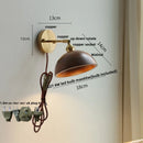 Axyaa Nordic LED Wall Sconce Walnut Wood Copper Pull Chain Switch Lamp
