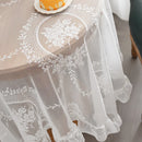 White Lace Tablecloth by Axyaa - Elegant Floral Embroidered Cover for Dinning & Wedding Tables