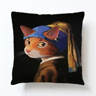 Axyaa Cartoon Animal Linen Pillowcase for Home Sofa Decor