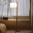 Axyaa Nordic Wood Fabric Shade LED Floor Lamp for Home Decor