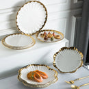 Axyaa Light Luxury Ceramic Dinner Plate for Steaks, Noodles, Fruits, and Dim Sum