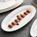 Axyaa White Ceramic Fish Plate - Specialty Sushi Dessert Snack Restaurant Tableware