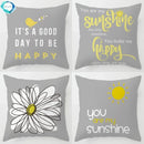 Axyaa You are My Sunshine Yellow Gray Chevron Words Decorative Pillow Covers