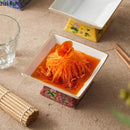 Axyaa Ceramic Gold-Edged High Footed Square Dessert Bowl for Molecular Cuisine