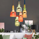 Axyaa Glass Pendant Chandelier Nordic Modern Macaron Colored LED Lights