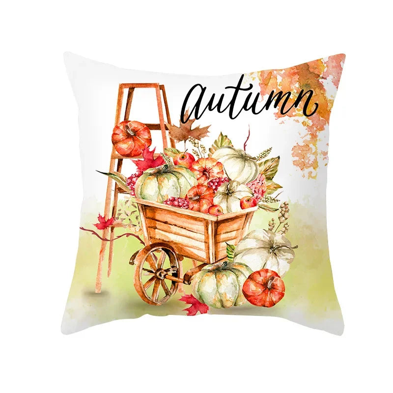 Maple Pumpkin Autumn Pillowcase Sofa Seat Cushion Cover by Axyaa