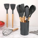 Silicone Kitchen Utensils Set with Storage Bucket - Axyaa Brand