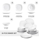 Axyaa Elisa 24-Piece Porcelain Dinner Set for 6 - Tableware Soup Dessert Plate Bowls