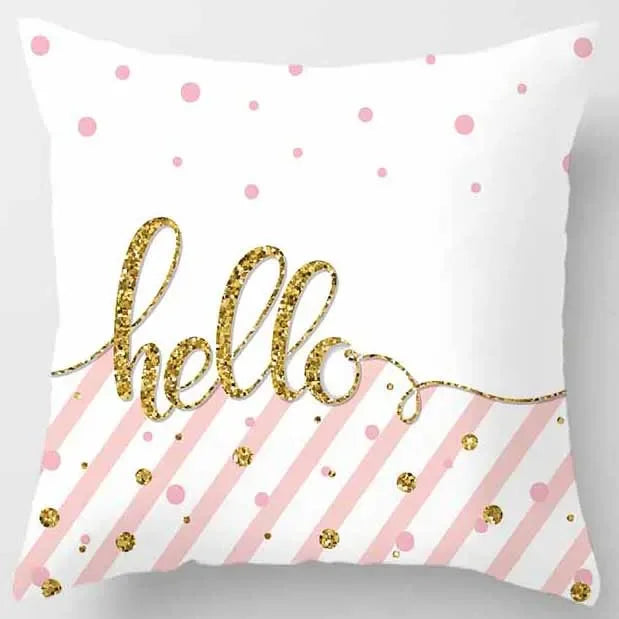 Axyaa Yellow Pink Pattern Square Pillowcase Home Decoration Cushion Cover