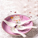 Axya Japanese White Lucky Cat Ceramic Soup Spoon 14cm Bone Dinnerware