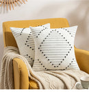 Axyaa Geometric Tufted Cushion Cover With Tassel - Modern Boho Throw Pillow