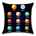 Axyaa Solar System Planets Linen Cushion Cover 45x45cm Bedroom Living Room Sofa Decor