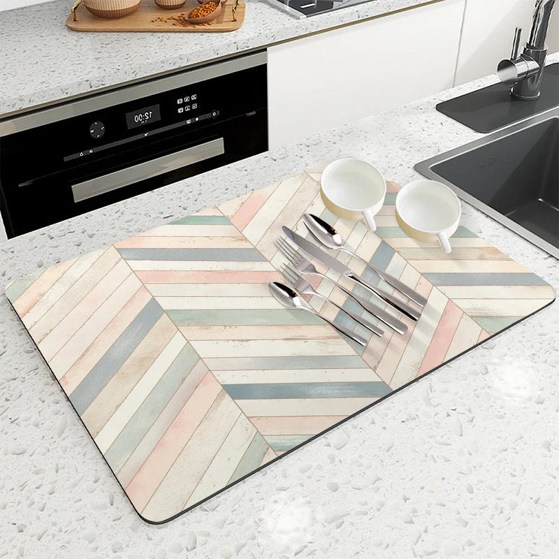 Axyaa Geometric Figure Kitchen Drying Mat Absorbent Anti-slip Bathroom Drain Pad