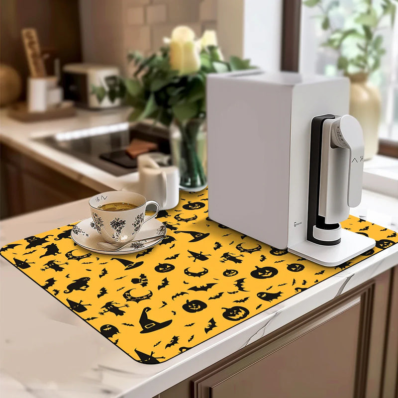 Halloween Bat Ghost Silhouette Drying Mat - Axyaa Kitchen Table Decor