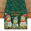 Snowman Holly Berry Candy Cane Table Runner by Axyaa for Indoor Outdoor Home Décor