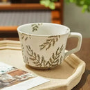 Axyaa Blue Patterned Ceramic Coffee Mug with Double Handles for Home Tea Enjoyment