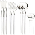 Axyaa 16-Piece Stainless Steel Cutlery Set in Black Gold Mirror Finish