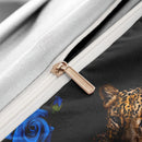 Axyaa Rose Leopard Animal Print Duvet Cover Set - Romantic Bedroom Decor