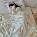 Axyaa Cartoon Puppy Fleece Blanket | Double-Layer Thick Warm Throw | Soft Plush Plaid