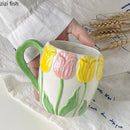 Axya Hand-Painted Ceramic Coffee Mug Tea Cup High Beauty Milk Cup Home Breakfast Cup