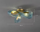 Axyaa Peacock Blue Glass Flower Chandelier for Home Lighting