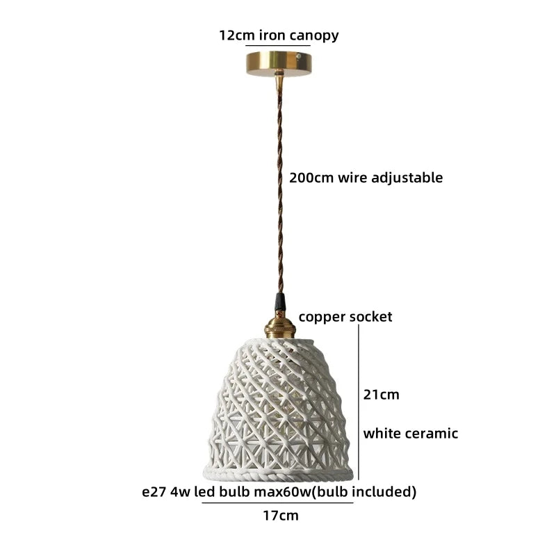 Axyaa White Ceramic LED Pendant Lights: Minimalist Loft Illumination