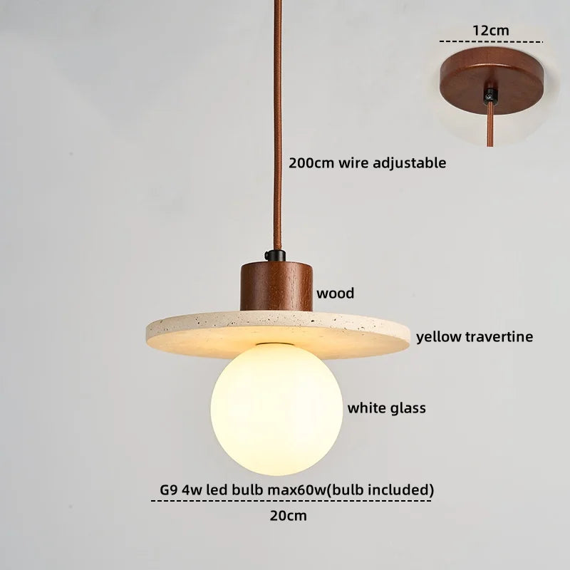 Axyaa Travertine LED Pendant Lights Natural Stone Hanging Lamp