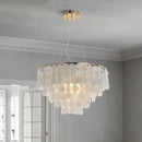 Axyaa Chrome Art Deco Chandelier: Luxury Suspension Light for Living Room