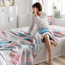 Axyaa Geometric Quilted Cotton Blanket 4-Layer Gauze Bedspread 150*200