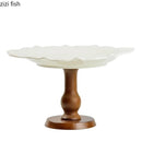 Axya Ceramic Fruit Plate Creative Wood High Foot Snack Display Plate