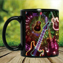Axyaa Black Ceramic Guitar Coffee Mug, Perfect Gift for Friends