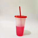 Axyaa Color Changing Cups with Lids and Straws - 710ml Reusable Plastic Tumblers