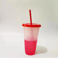 Axyaa Color Changing Plastic Tumbler Set for Iced Coffee, 710ml with Lid & Straw