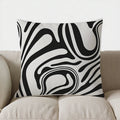 Axyaa Modern Abstract Black & White Throw Pillow Cover for Sofa, Bedroom, Car