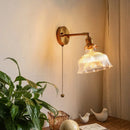 Axyaa Nordic Modern LED Wall Lights Copper Glass Pull Chain Switch Home Decor