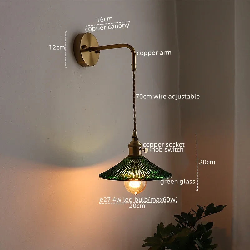 Axyaa Copper Glass LED Wall Sconce - Stylish Indoor Stair Light Fixtures