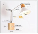 Axyaa Nordic Wood Wall Lamp with Switch, Adjustable Bedside Light, E27 Socket