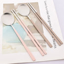 Axyaa Silver Grey Handle Dinnerware Set Stainless Steel Cutlery Spoon Chopsticks