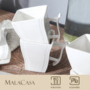 Axyaa Flora 6-Piece 11.5 OZ Ivory White Porcelain Square Mugs - Set of 6