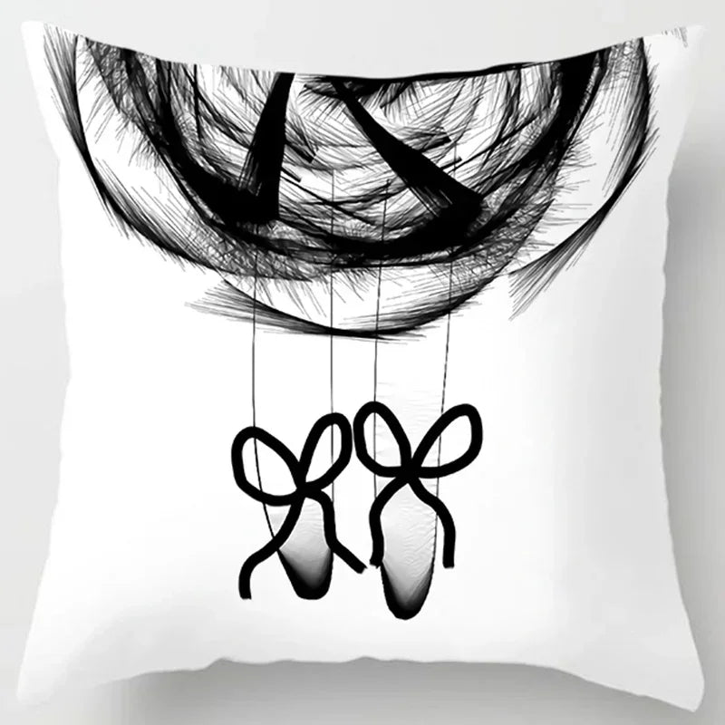 Axyaa Boho Style Ink Painting Pillow Sleeve for Home Decoration