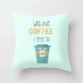 Axyaa Coffee Print Polyester Throw Pillow Case for Home Sofa Chair Decor