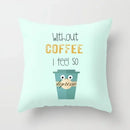 Axyaa Coffee Print Polyester Throw Pillow Case for Home Sofa Chair Decor