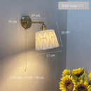 Axyaa Wooden Brass Glass Wall Lamp Modern Simple Bedroom Bedside Light