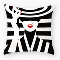 Axyaa Red Lips Stripe Throw Pillow Cover - 45X45CM