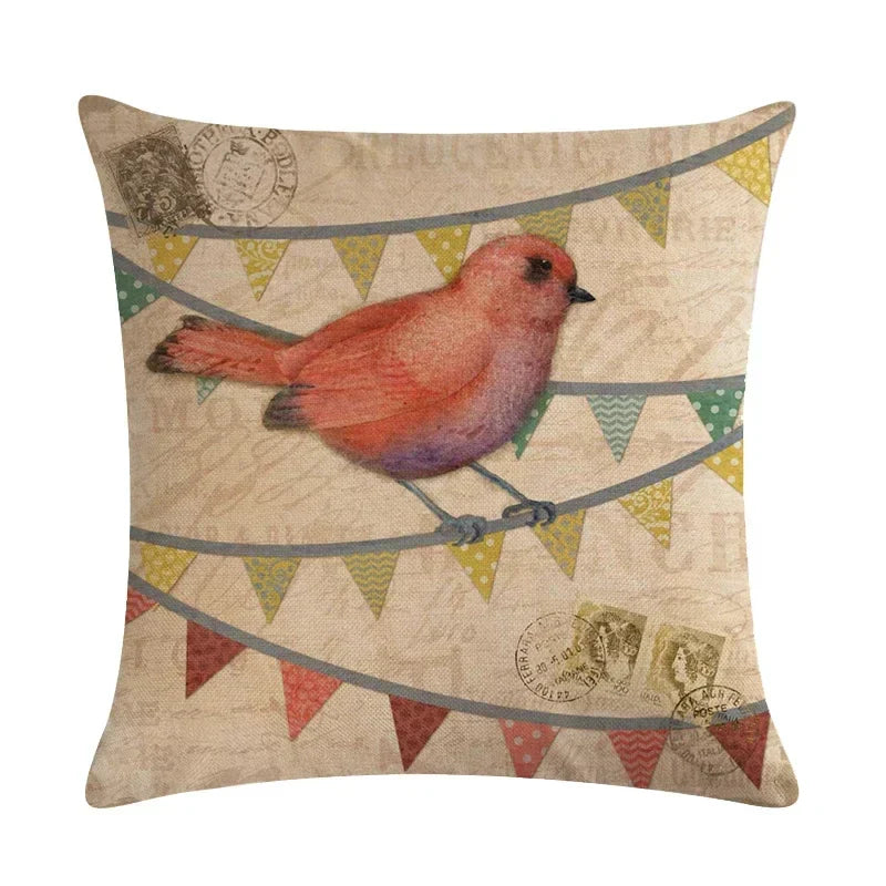 Axyaa Retro Print Linen Cushion Cover - 45*45cm