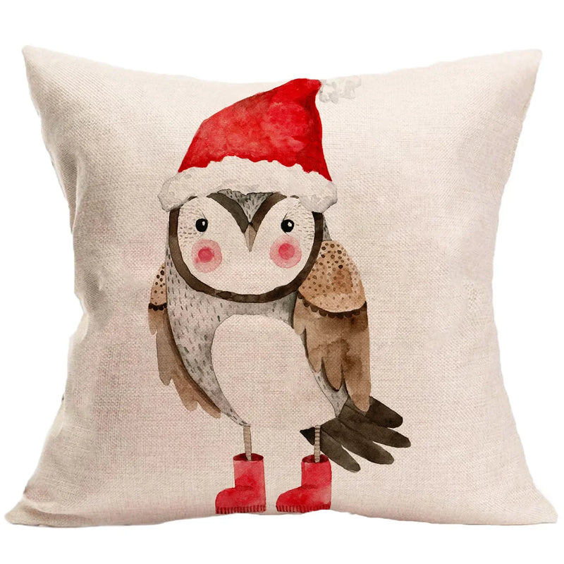 Axyaa Winter Forest Animals Linen Pillowcase 45*45cm