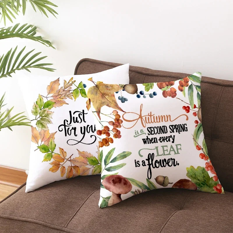 Autumn Maple Leaf Cushion Cover - Axyaa Home Decor Pillows