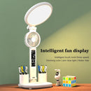 Axyaa LED Desk Lamp with Fan and USB Charge, Dimmable Foldable Table Light