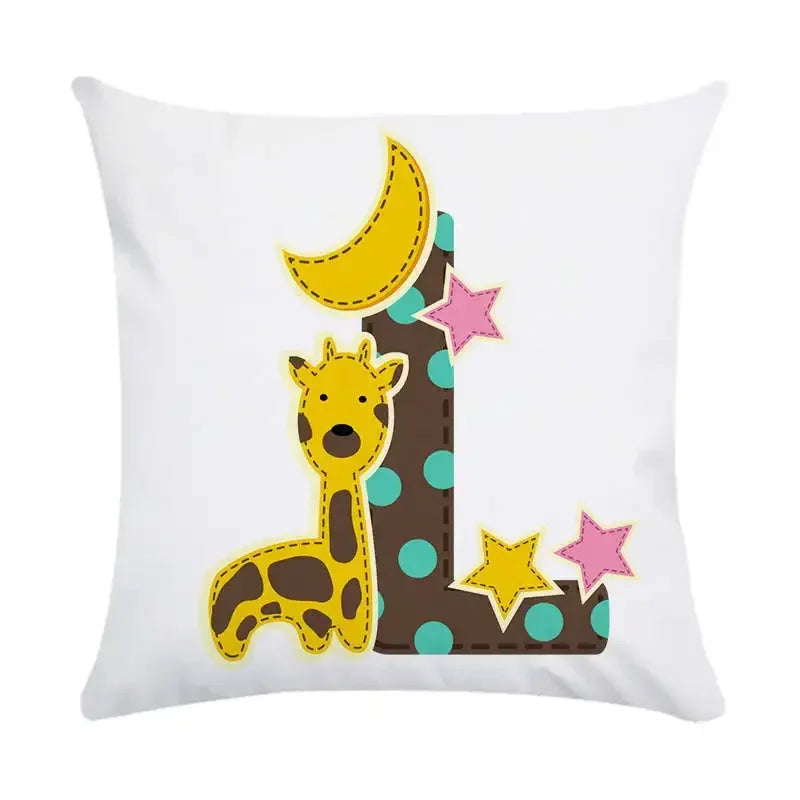 Axyaa Animal Letter Printed Decorative Polyester Pillow Cover for Home, Car, Sofa