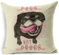 Square Linen Pug French Bulldog Pillow Cover by Axyaa